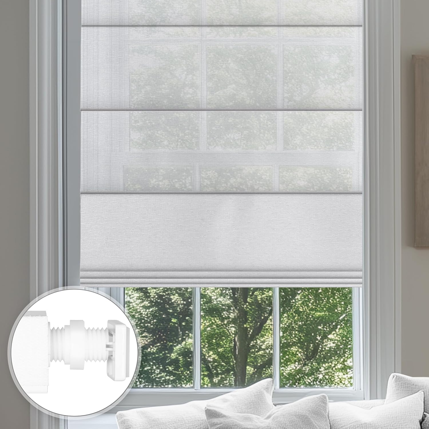 No Drill Roman Shades for Windows with UV Protection and Insulation