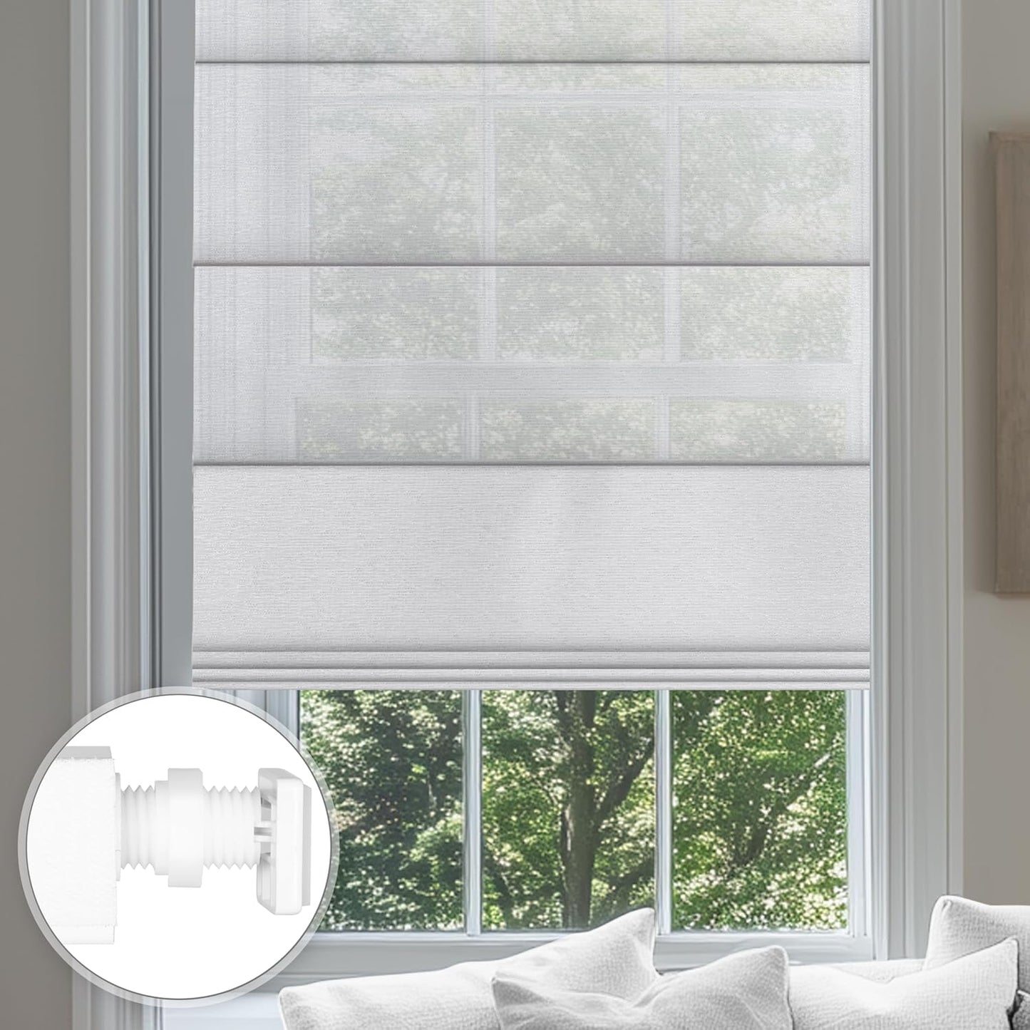No Drill Roman Shades for Windows with UV Protection and Insulation