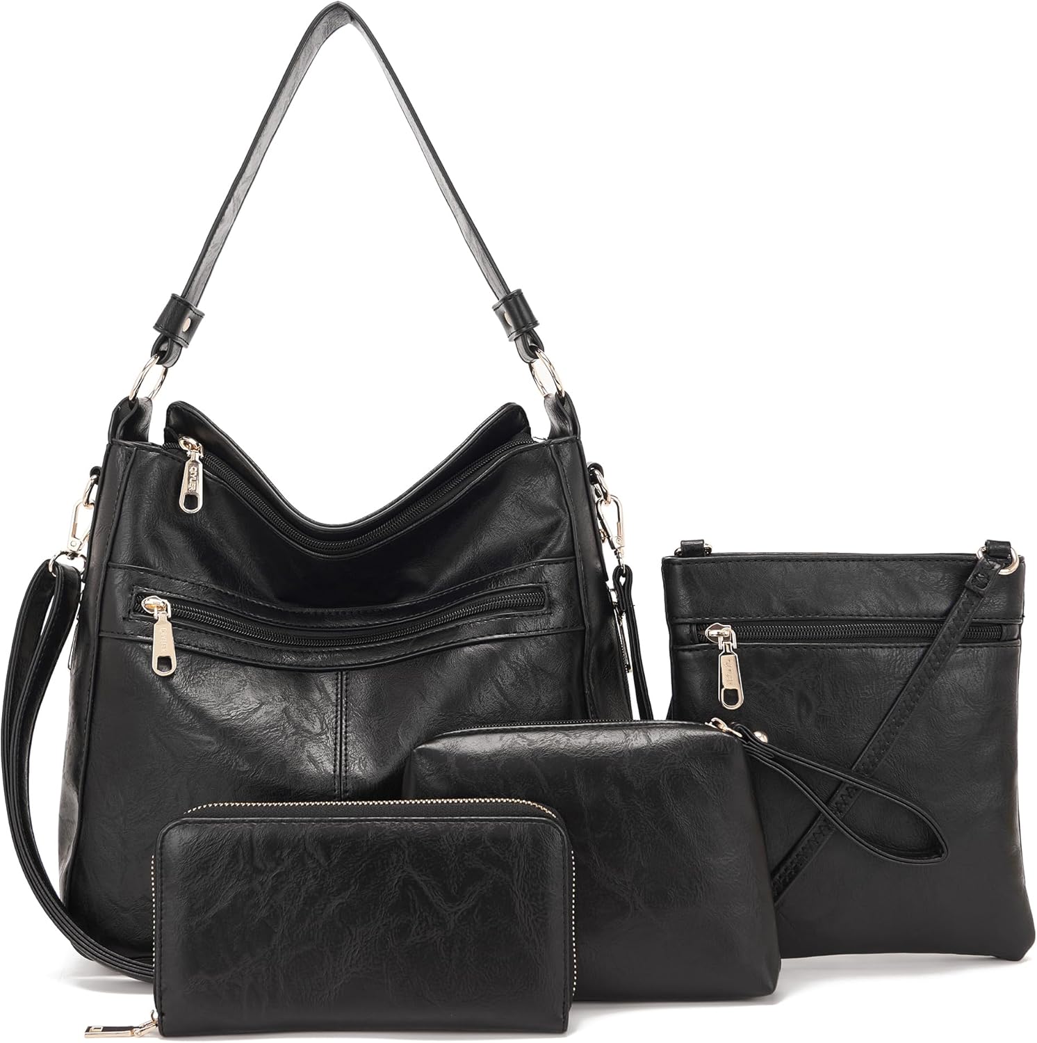 Large Hobo Crossbody Bag Set for Women - 4 PCS Handbags
