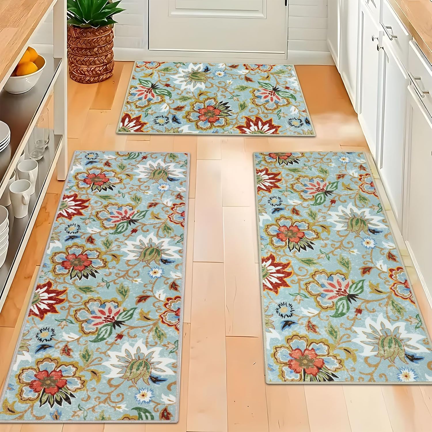 Boho Kitchen Rug Sets 3 Piece Non Slip Mats for Home Decor