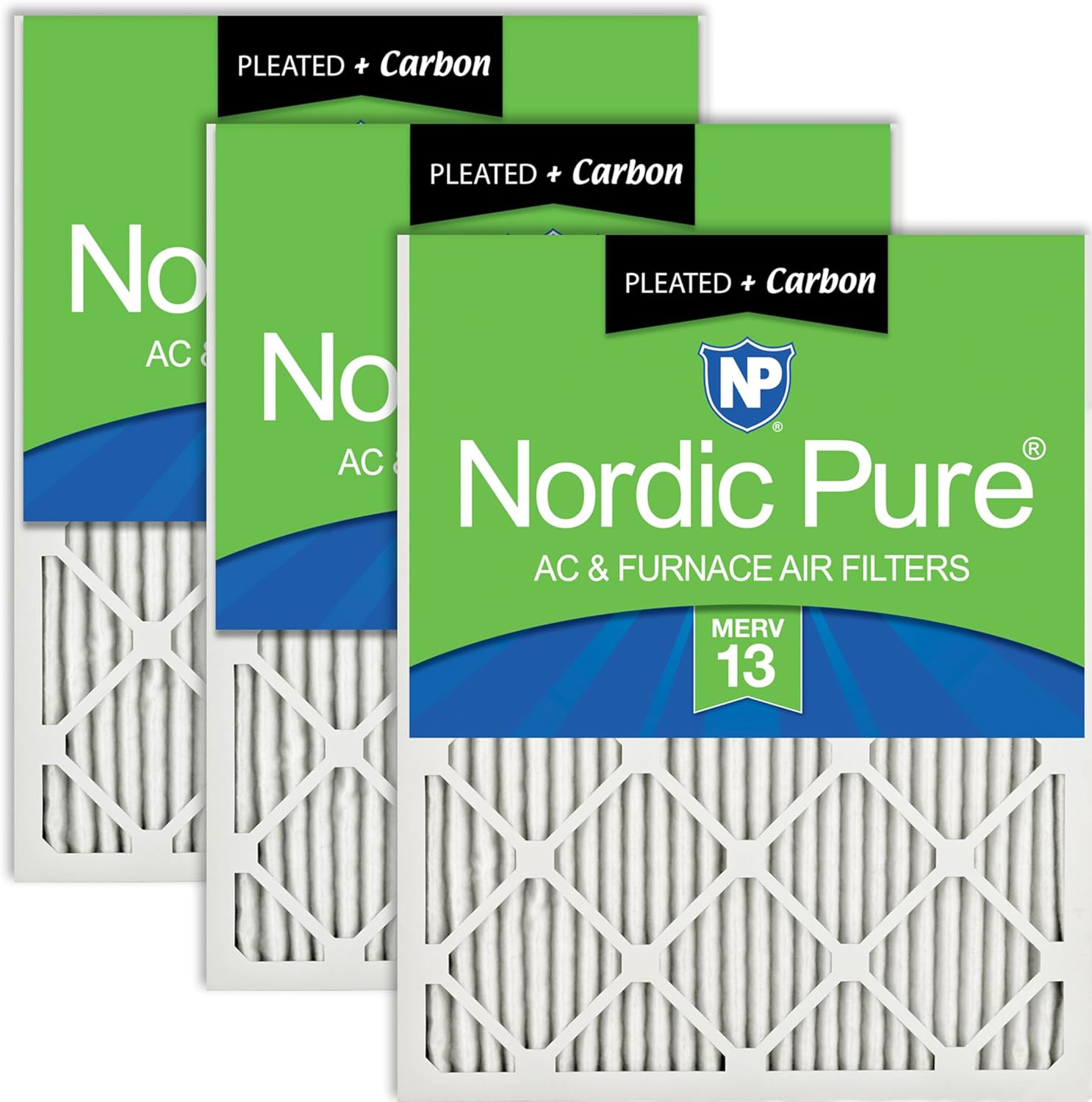 Nordic Pure 14x14x1 Pleated Air Filters with Carbon for Odor Control