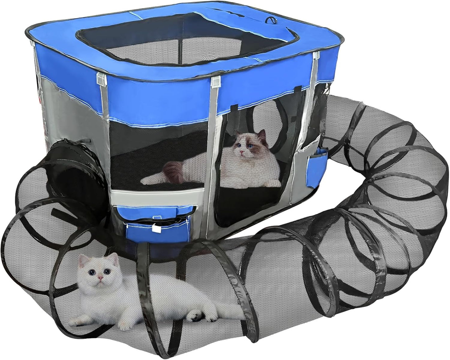 Portable Outdoor Cat Playpen with Surround Tunnel - Apatal