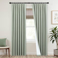 Sage Green Blackout Curtains 84 in - Pinch Pleat Linen Look