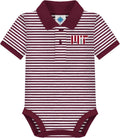 College Baby Striped Polo Bodysuit - Soft Embroidered Team Logo 100%