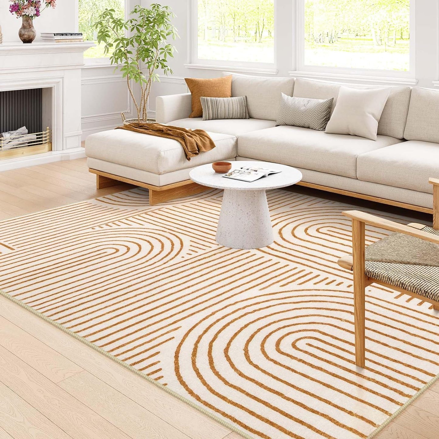 Lahome Abstract Machine Washable 8x10 Rugs for Living Room