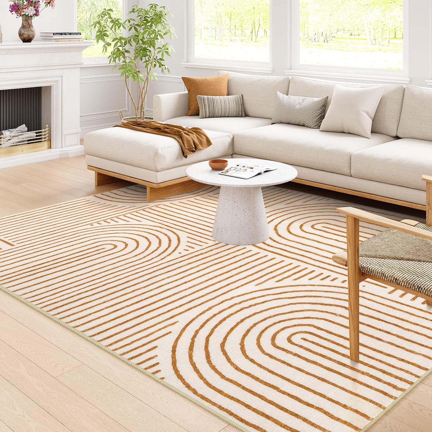 Lahome Abstract Machine Washable 8x10 Rugs for Living Room