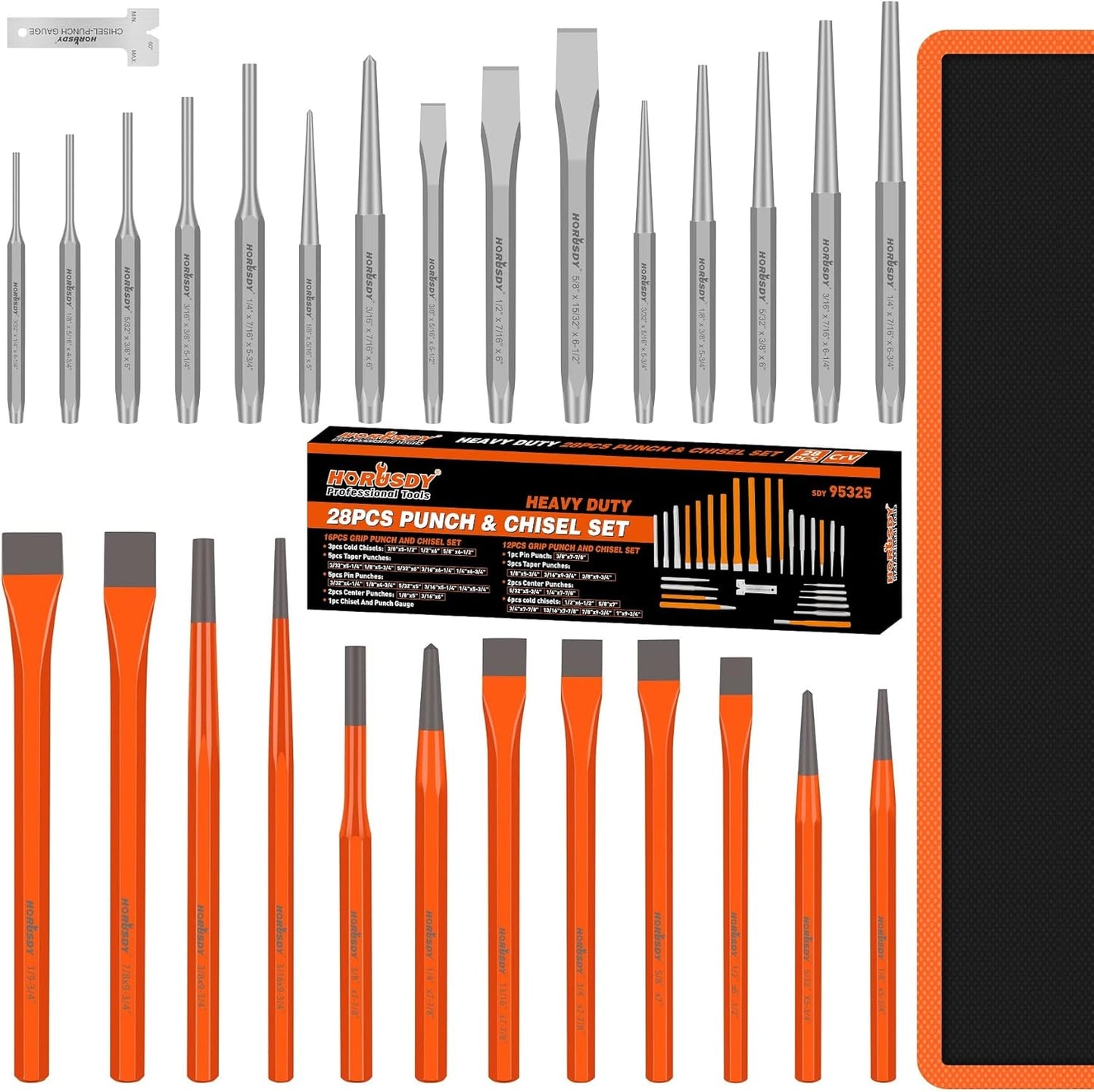 28-Piece Heavy Duty Punch and Chisel Set for Precision Work