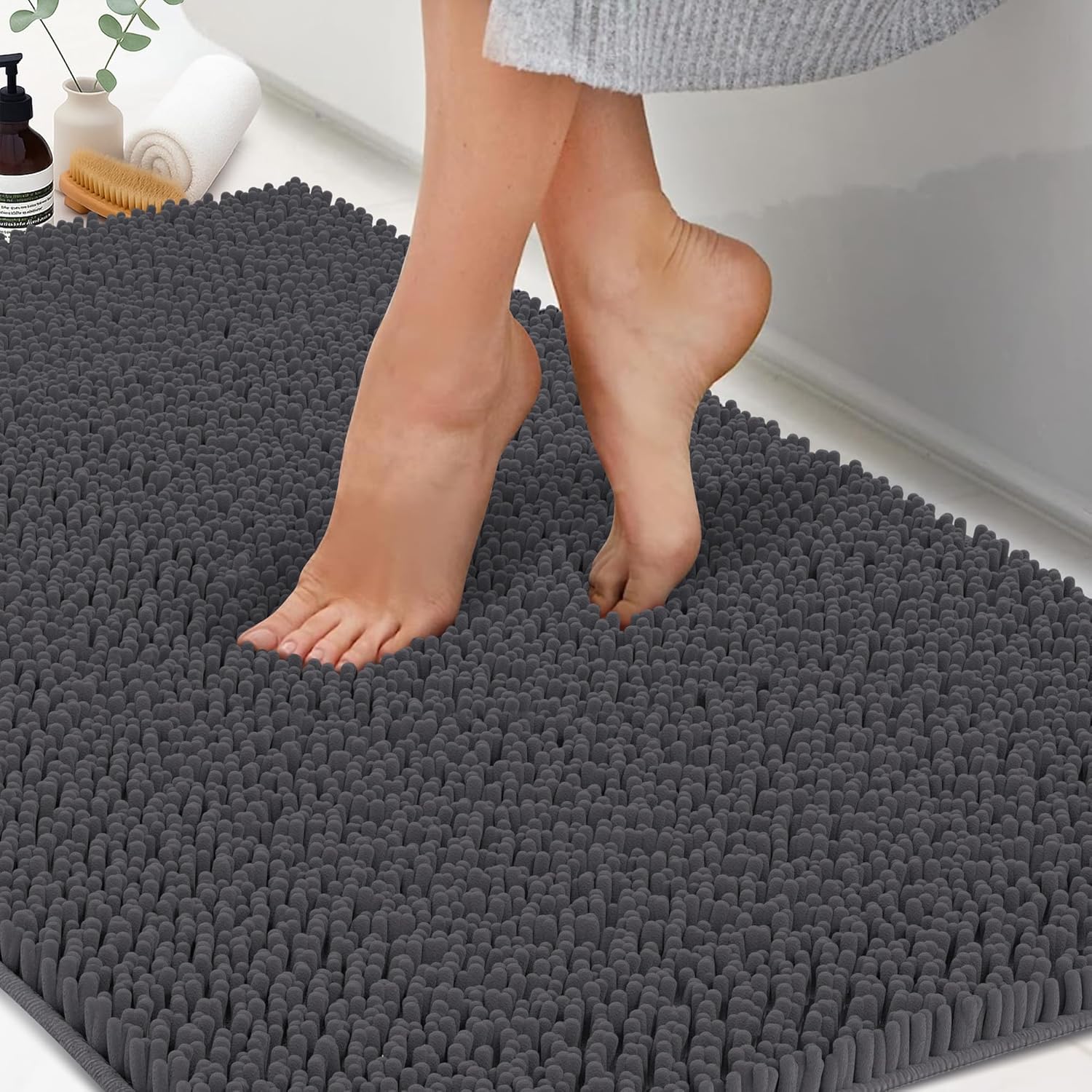 ITSOFT Plush Bathroom Rug 59x21, Absorbent Non Slip Chenille