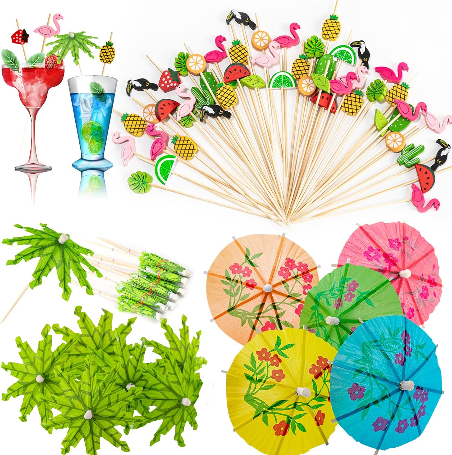 Tropical Cocktail Picks 160 Pack - Luau Party Decor