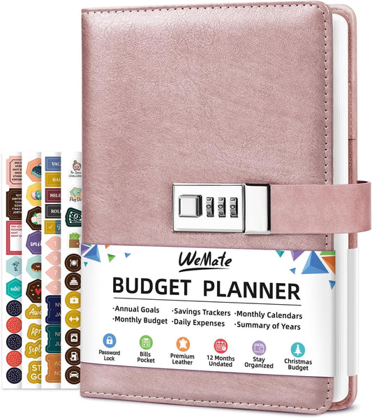 WEMATE 2025 Budget Planner with Lock, Expense Tracker Notebook