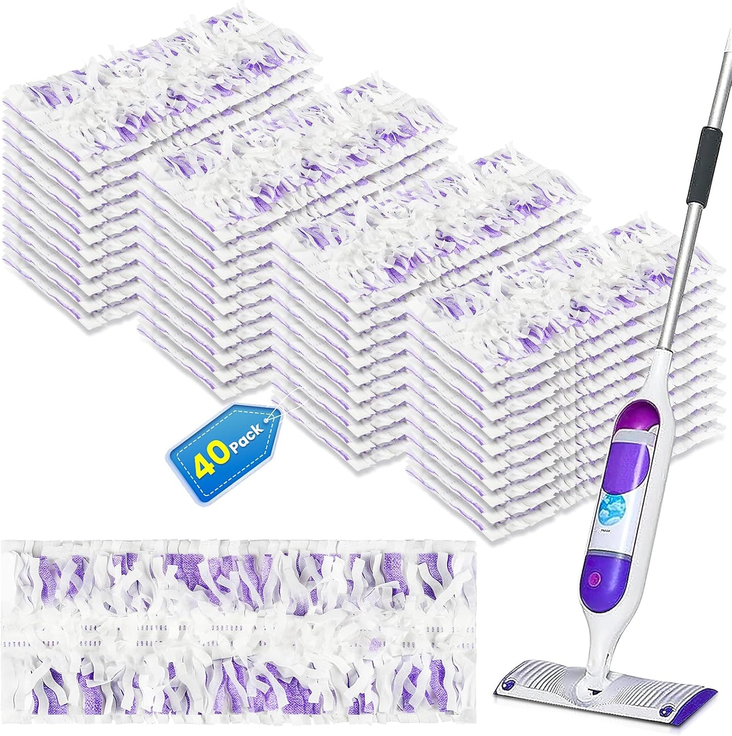 Bisenkud 40-ct Unscented Mop Pad Refills: Power Cleaning at Your Fingertips!