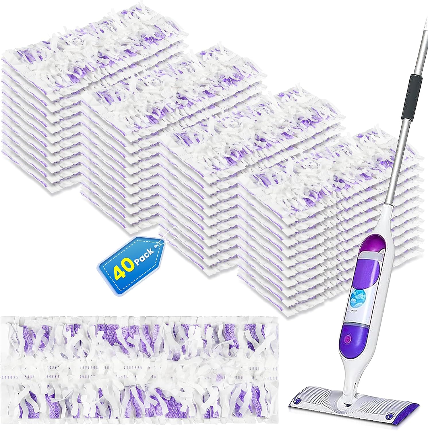 Bisenkud 40-ct Unscented Mop Pad Refills: Power Cleaning at Your Fingertips!