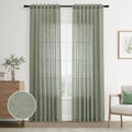 Sage Green Back Tab Linen Curtains 90 in 2 Panels - Neutral Light