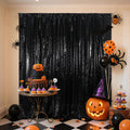 Poise3EHome 8ft x 8ft Black Sequin Backdrop - Opaque Satin Glitter