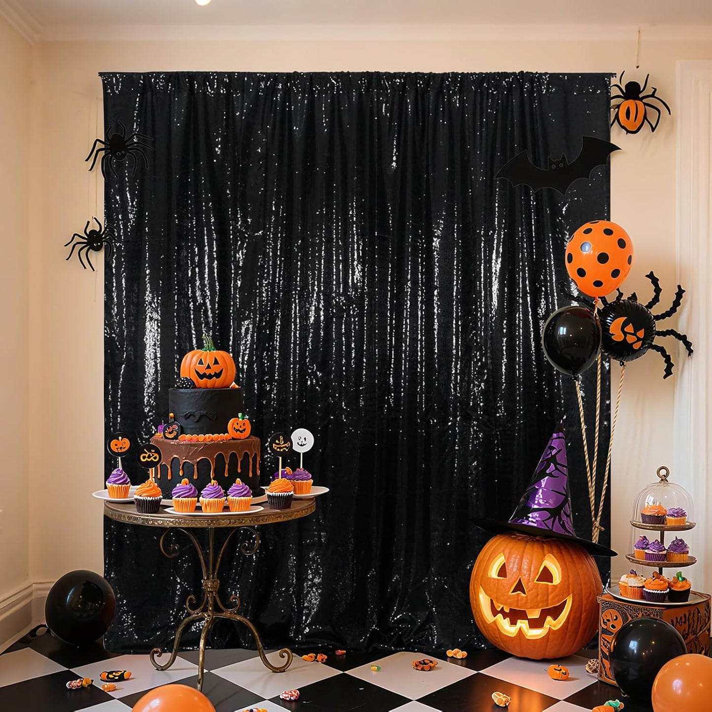Black Sequin Backdrop for Weddings and Parties by Poise3EHome