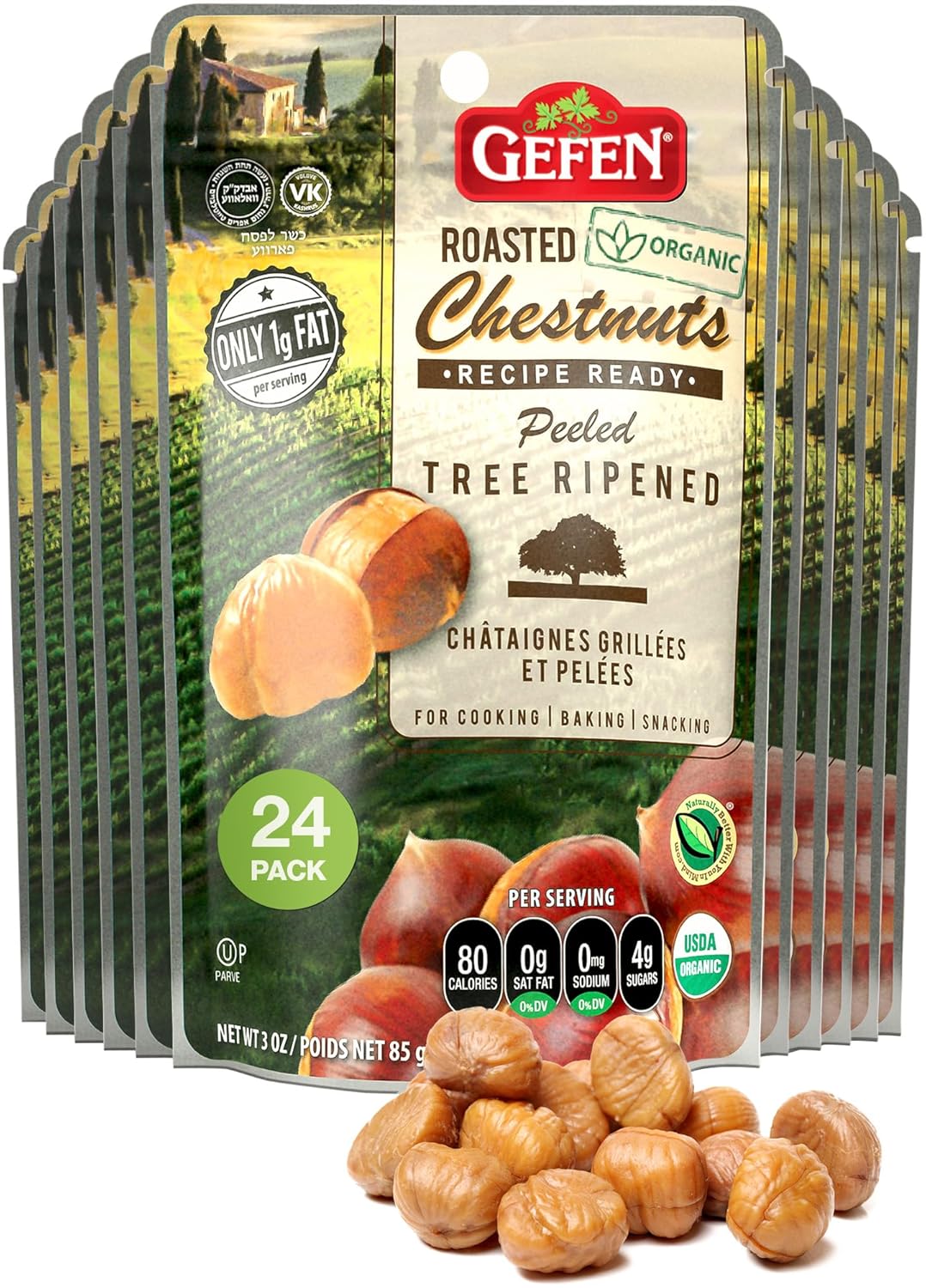 Organic Whole Peeled Roasted Chestnuts for Cooking & Baking