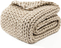 YnM Chunky Throw Blanket, Medium-Weight Knit - Cozy Breathable Throw