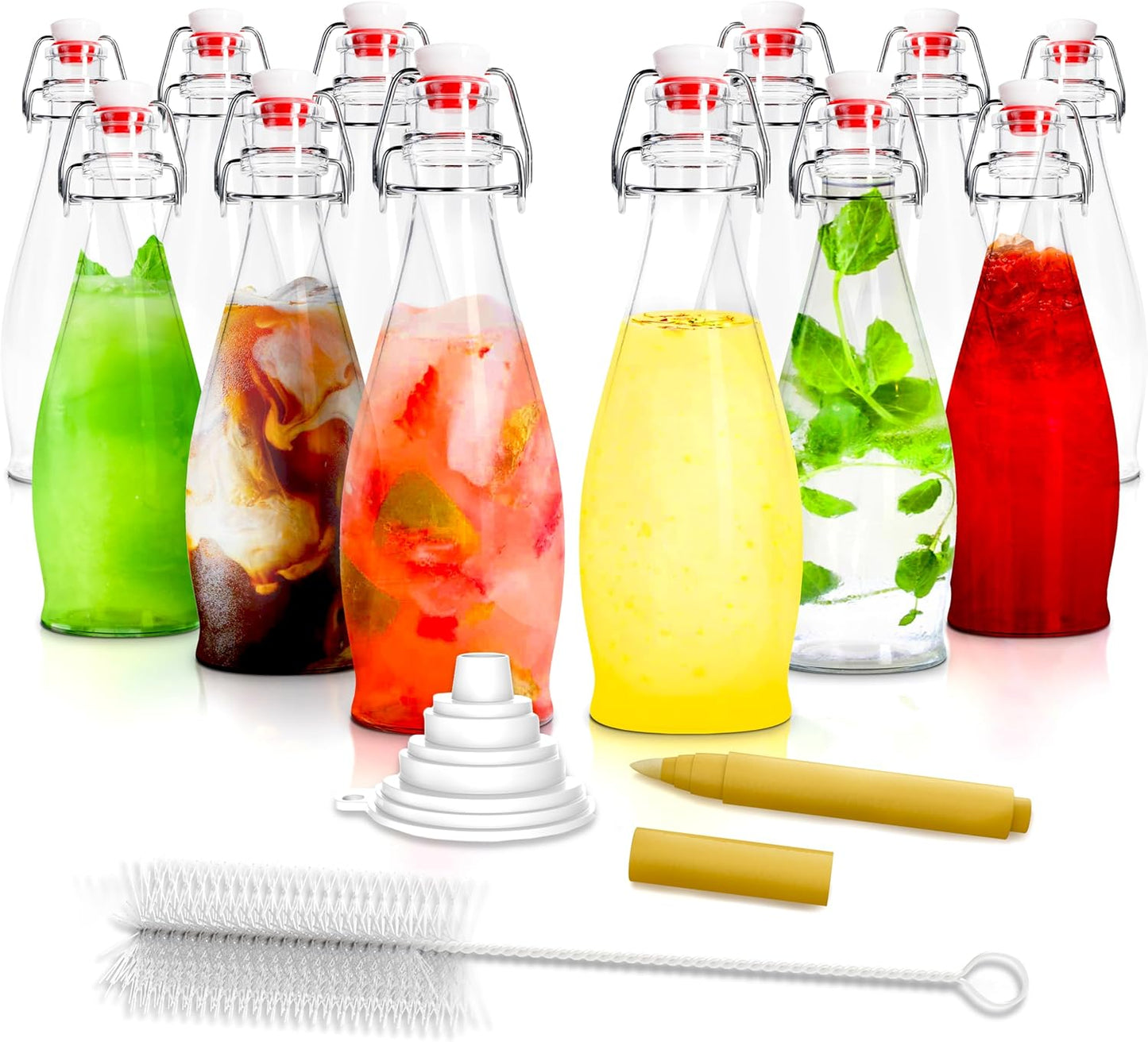 Nevlers 8.5 Oz Teardrop Swing Top Glass Bottles for Beverages