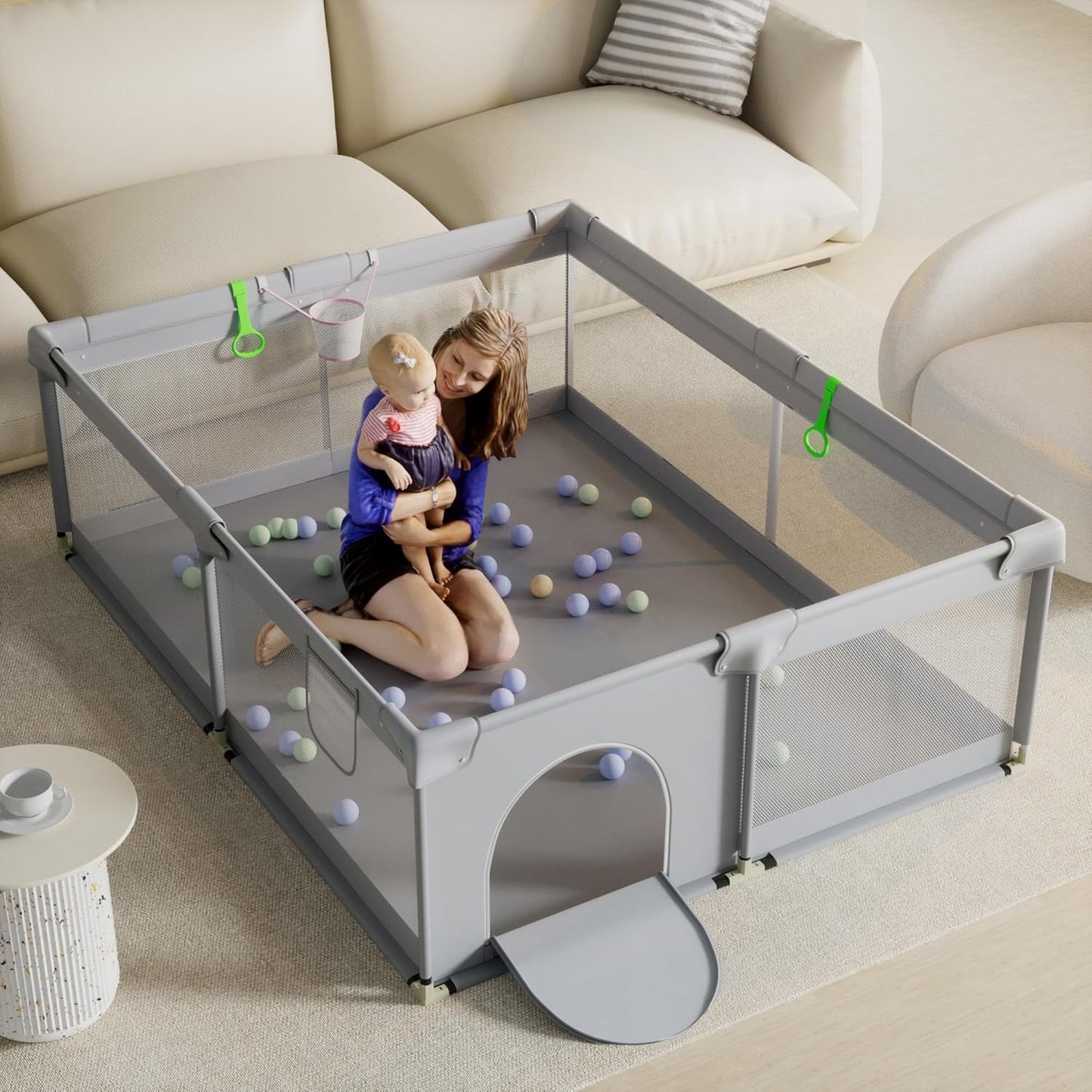 SIHISMO Large Baby Playpen: Sturdy Safety & Soft Mesh for Babies
