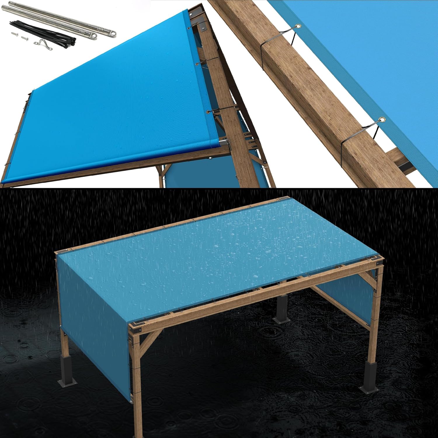 11ft W x 30ft L Waterproof Pergola Sun Shade Canopy Cover
