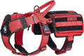 Service Dog Vest Harness with Pouches - Durable Red Vest M