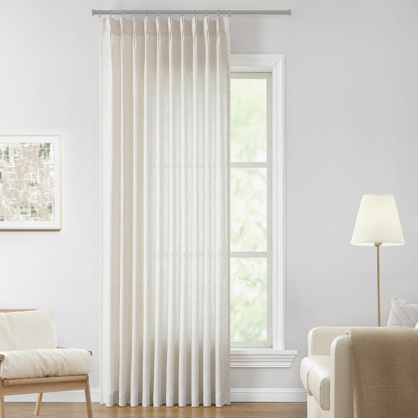 Natural Pinch Pleated Semi Sheer Curtains for Elegant Spaces