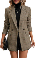 Women's Plaid Houndstooth Blazer Jacket - Fully Lined Office Blazer