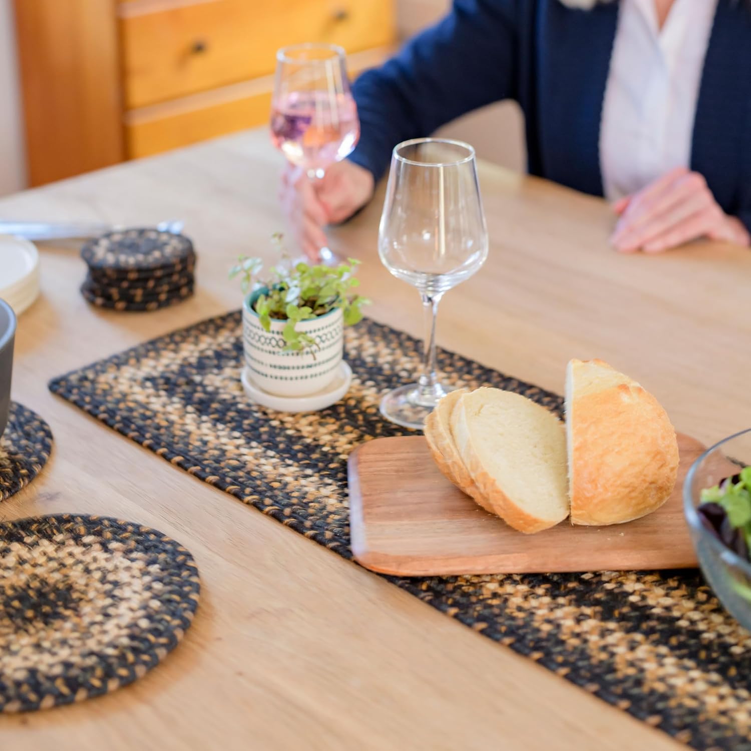 Kilimanjaro Jute Braided Long Table Runner for Rustic Decor