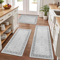 Anti Fatigue Kitchen Mat Set of 3 Non Slip Cushioned Rugs - Light Grey