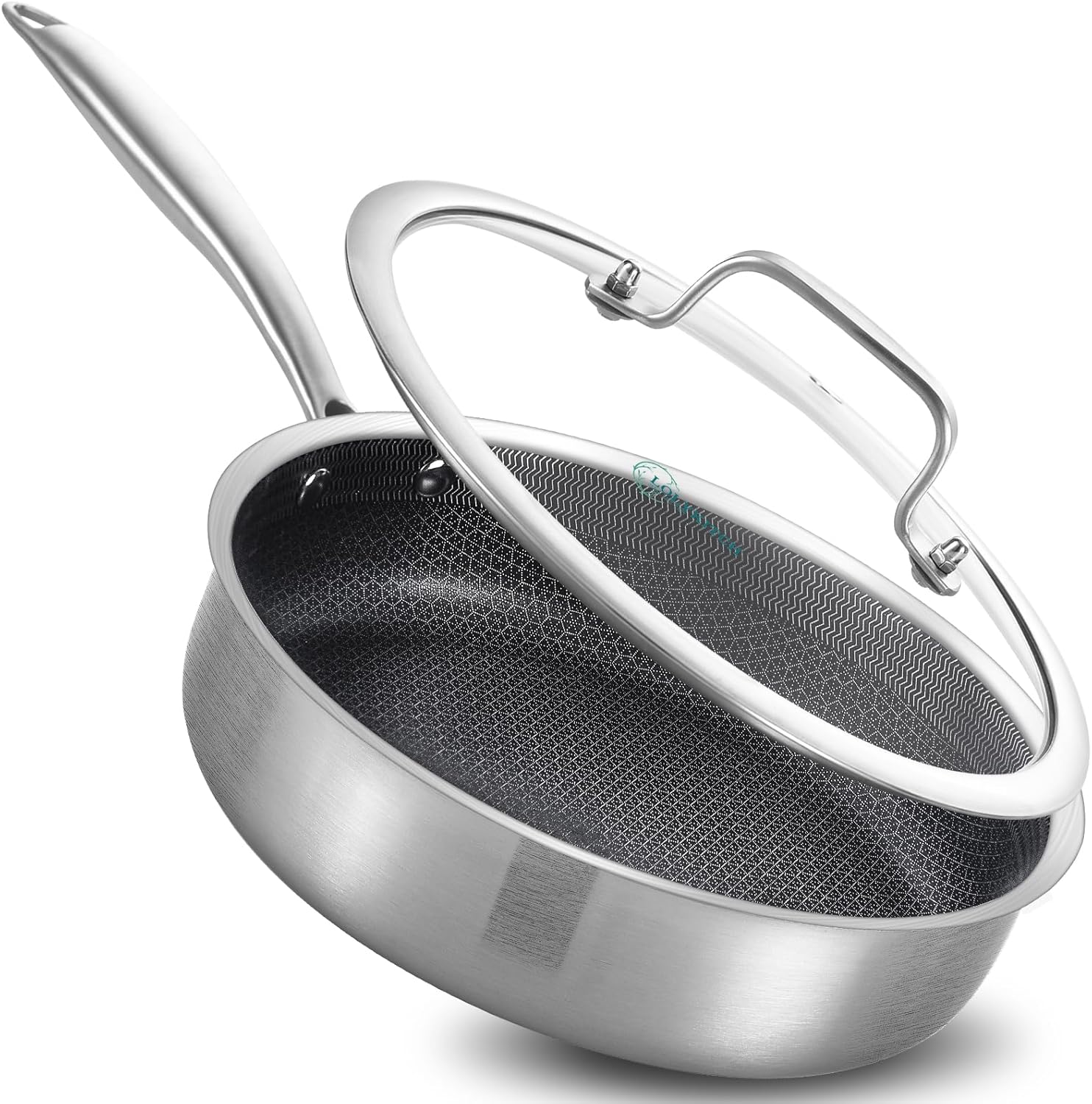 LOLykitch 10 Inch Hybrid Stainless Steel Nonstick Saute Pan