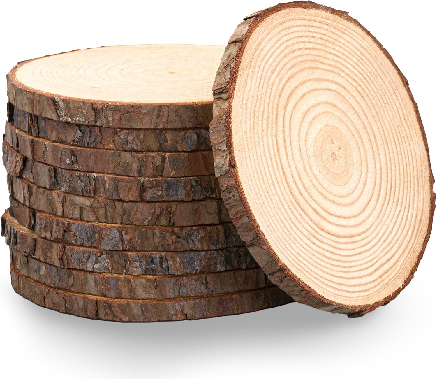 Set of 10 Rustic Wood Slices for Centerpieces and Crafts
