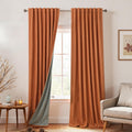 Bohemian Burnt Orange Blackout Curtains 96in - Linen Look Panels