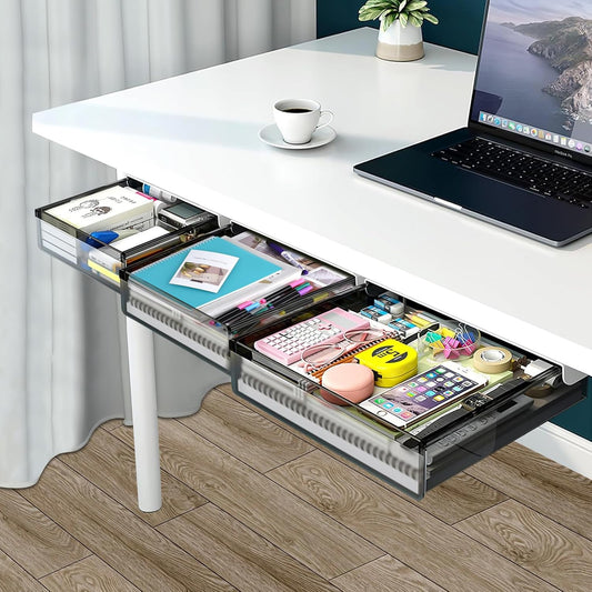 3 Pack Slide Out Desk Drawers - Neat & Organized!