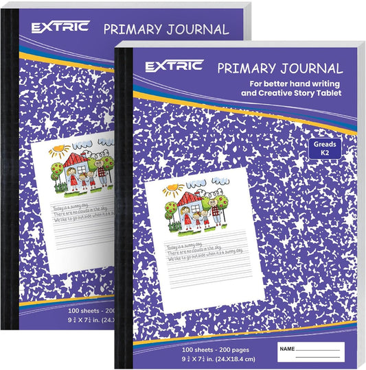 EXTRIC Primary Journal 2 Pack, K-2 Half Page Notebooks