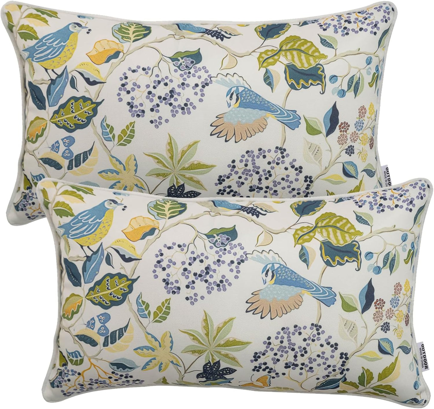 Pack of 2 Waterproof Outdoor Lumbar Pillows for Patio Use
