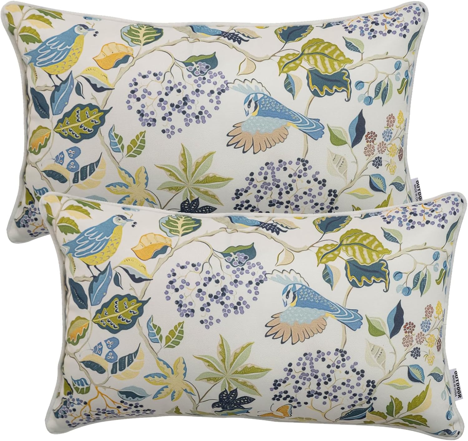 Pack of 2 Waterproof Outdoor Lumbar Pillows for Patio Use