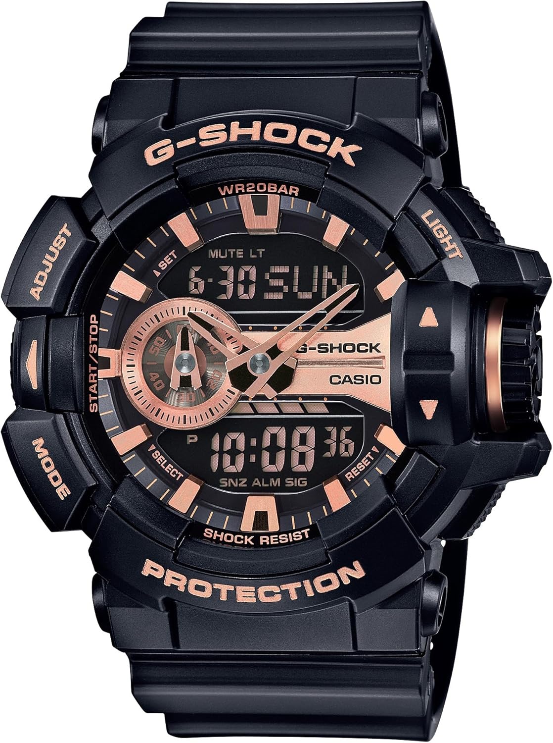 Casio XL G-Shock Sport Watch - Black/Rose Gold Style