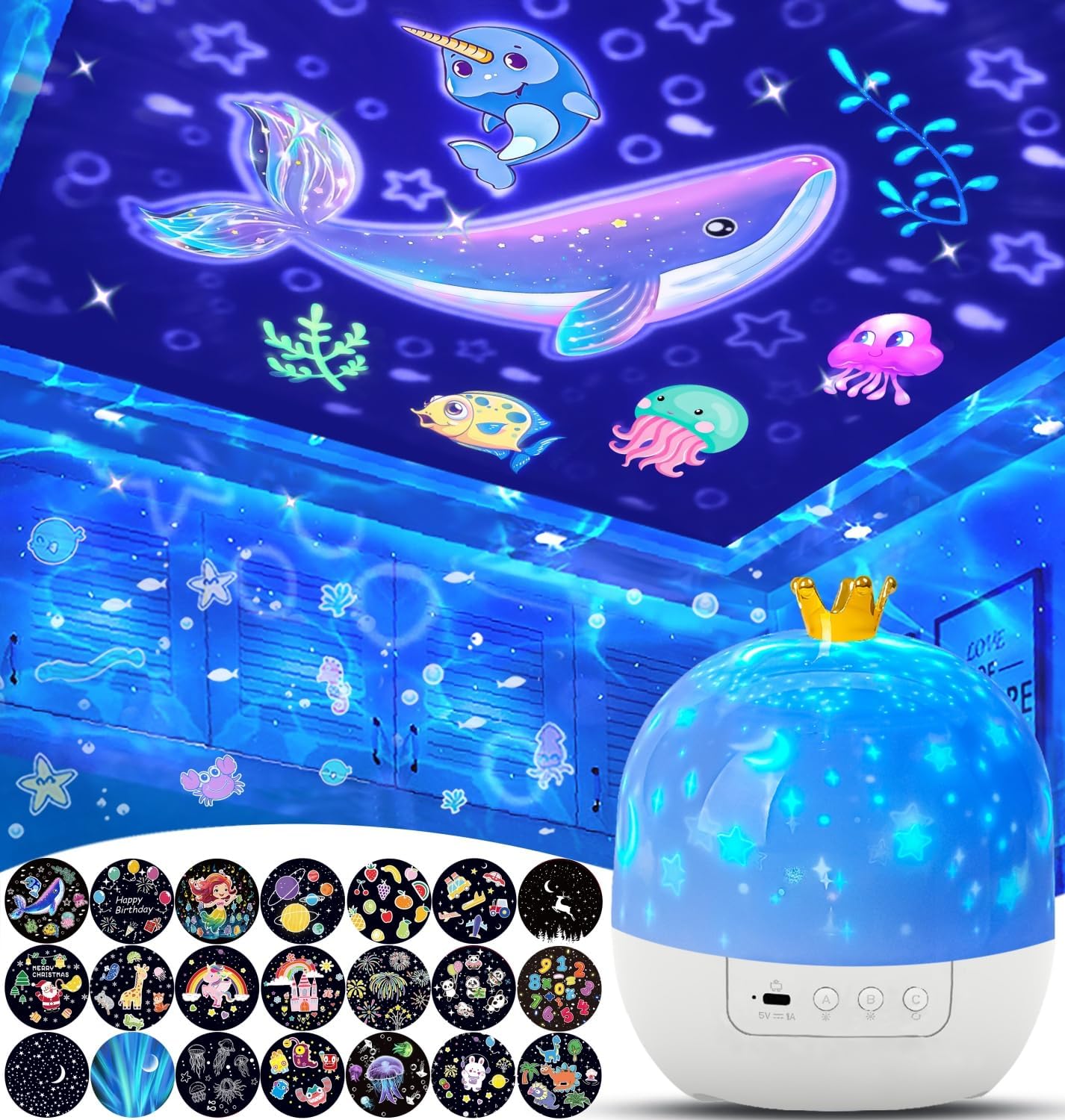 360 Rotating Star Projector Night Light - Dreamy Kids Room Decor