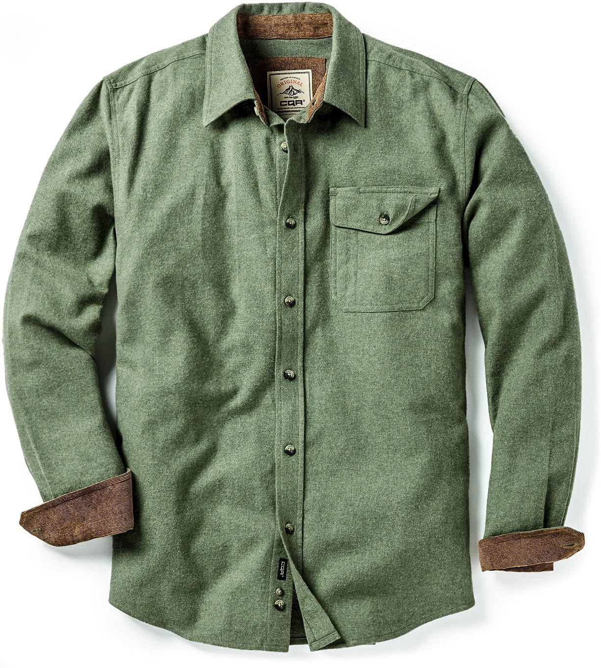 CQR Men's 100% Cotton Flannel Shirts for Casual Outdoor Wear
