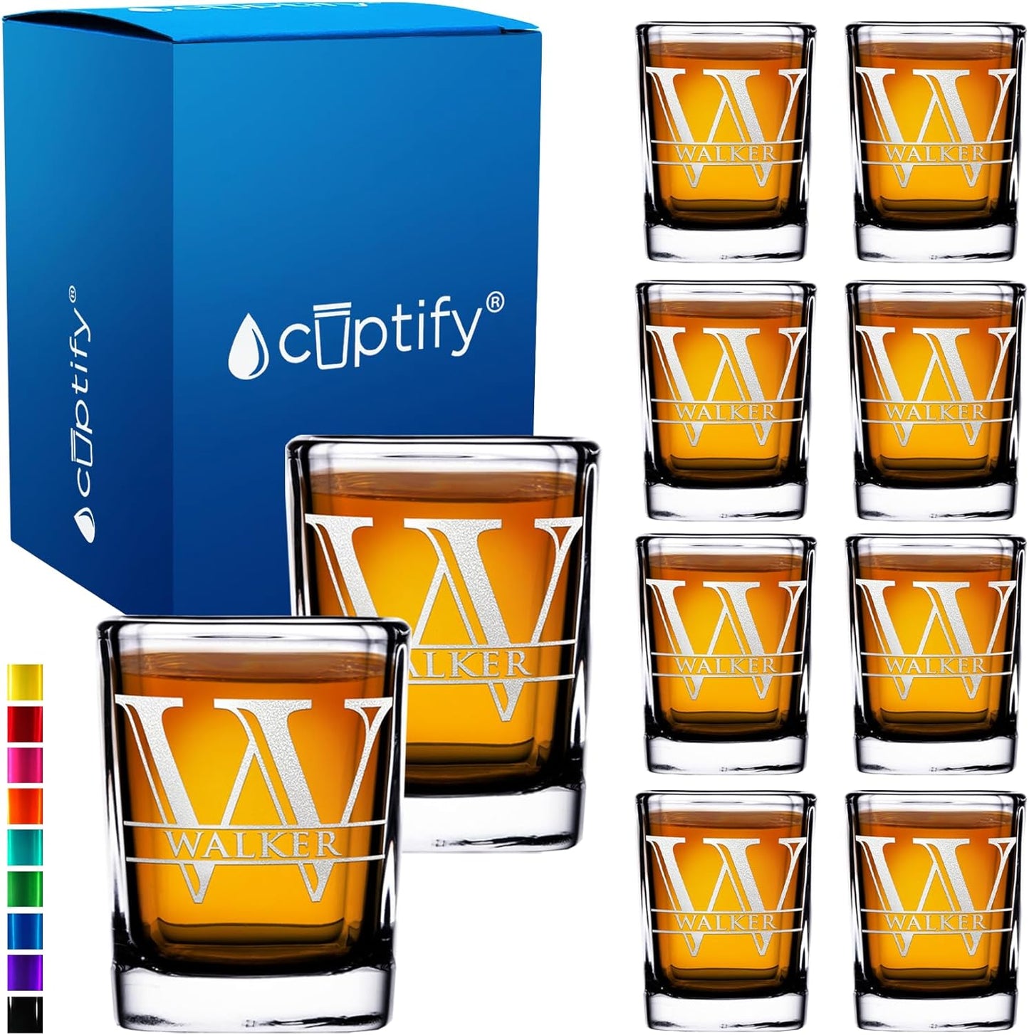 Personalized Split Script Initial Shot Glass Set of 10 for Gifts