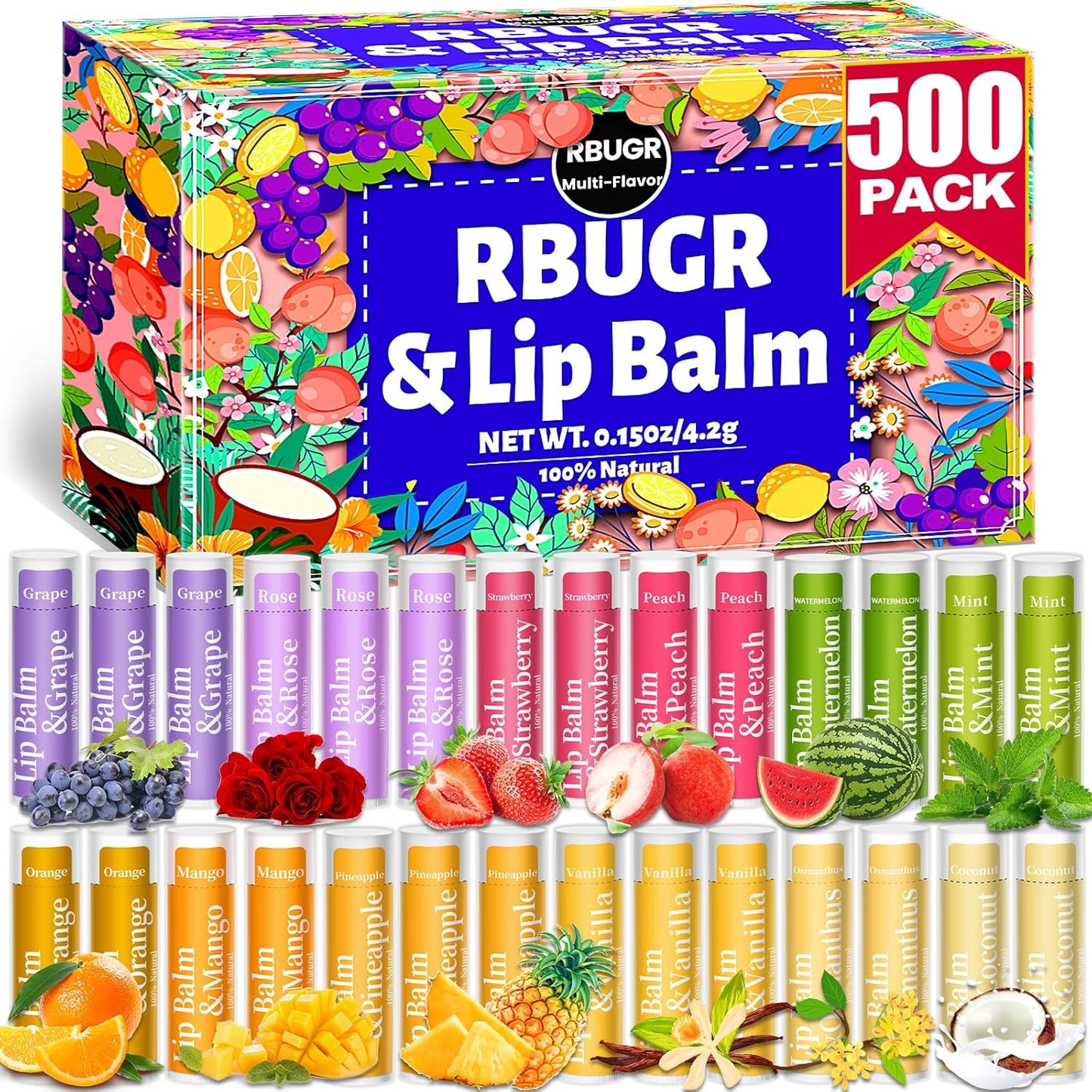 500 Pcs Organic Lip Balm Bulk for Gifts and Party Favors