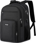 Large Black Backpack for Men and Women with USB Charger Port