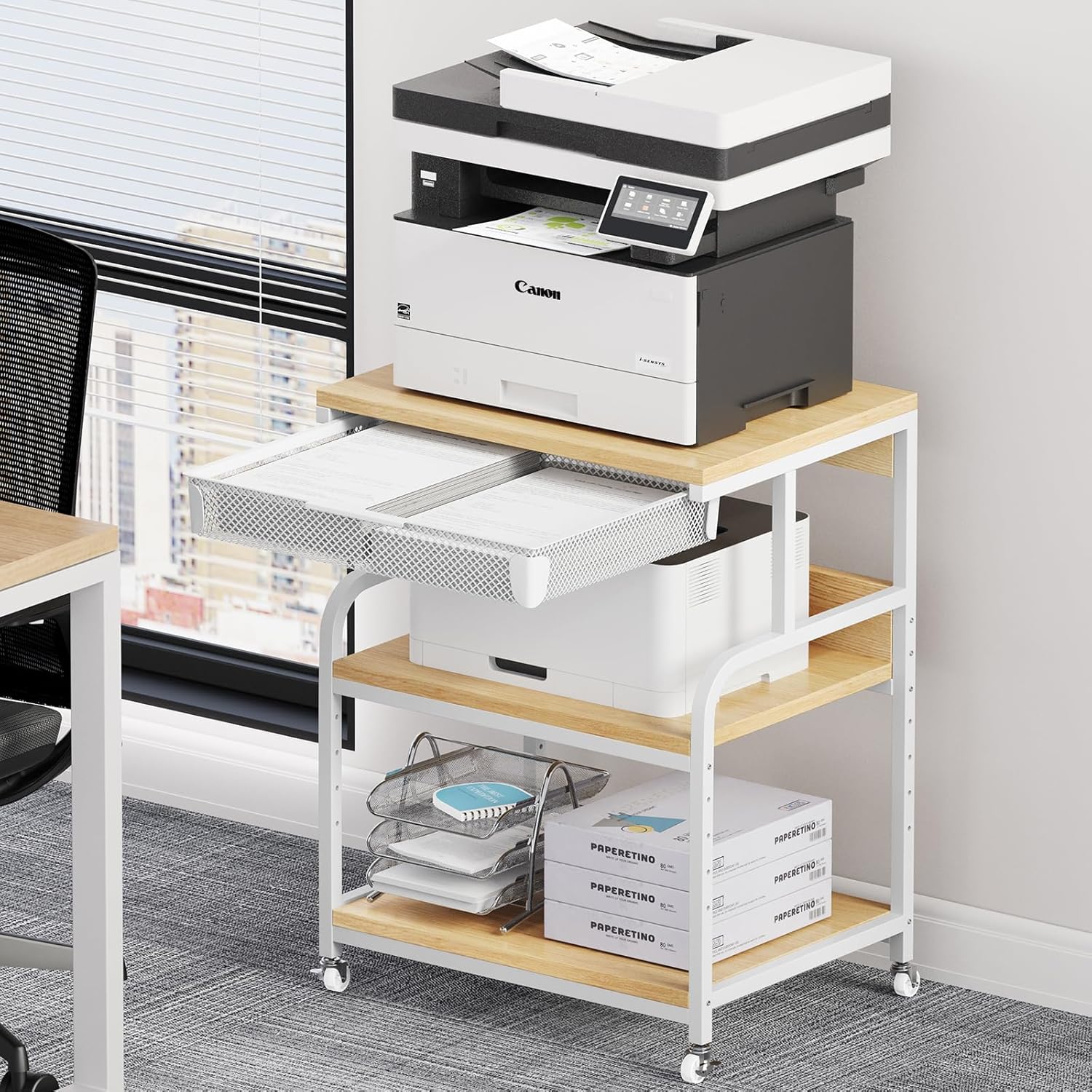 EasyCom XL Printer Stand - Adjustable, Mobile, Storage