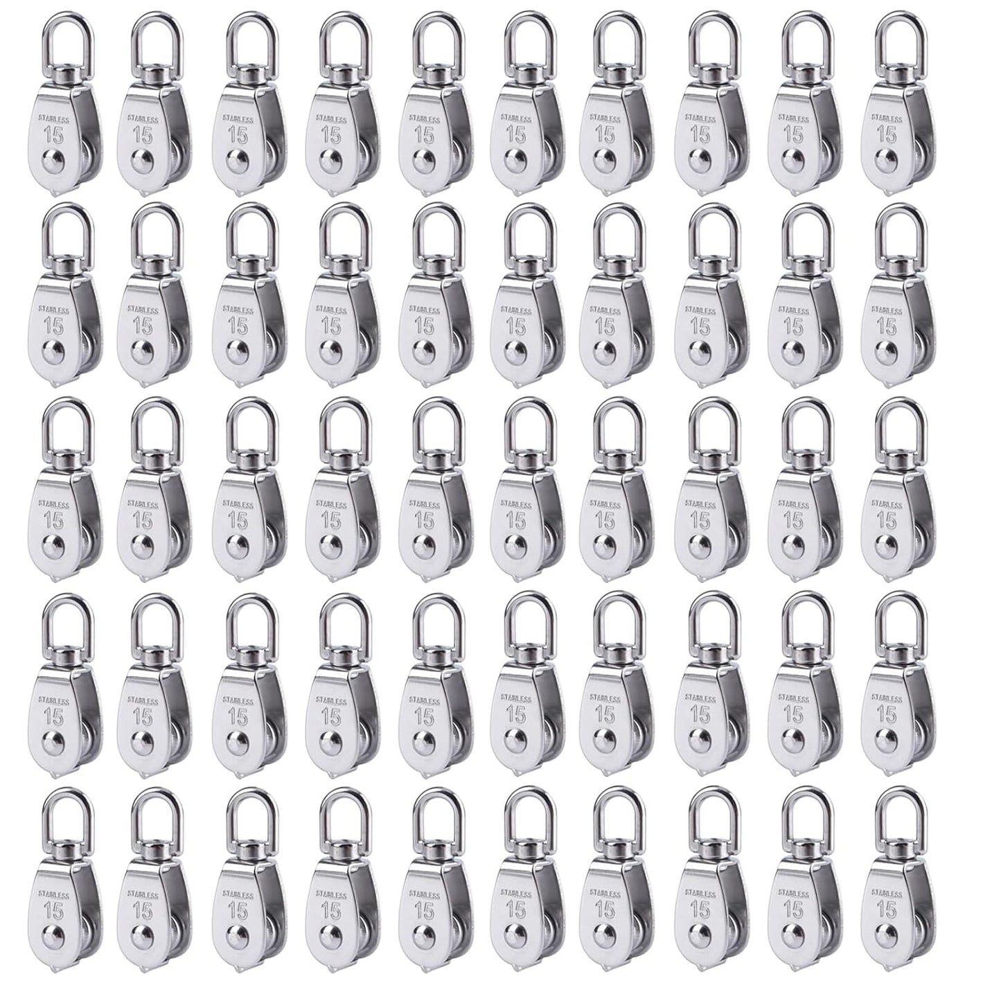 Rocaris 50 Pack M15 Lifting Single Pulley Block for Heavy Loads