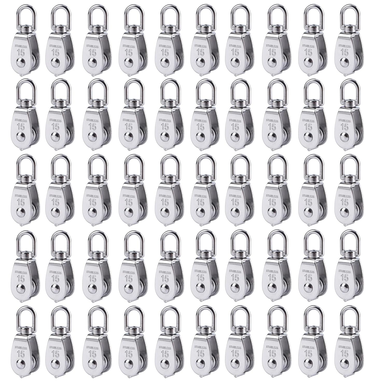 Rocaris 50 Pack M15 Lifting Single Pulley Block for Heavy Loads