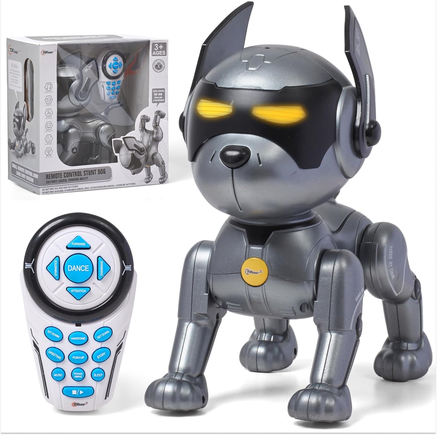 Interactive STEM Robot Dog - Dances, Barks, Walks - Rechargeable - Dark Grey