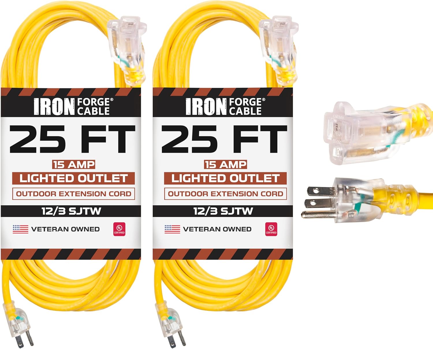 IRON FORGE CABLE 25 Foot Outdoor Extension Cords for Safety