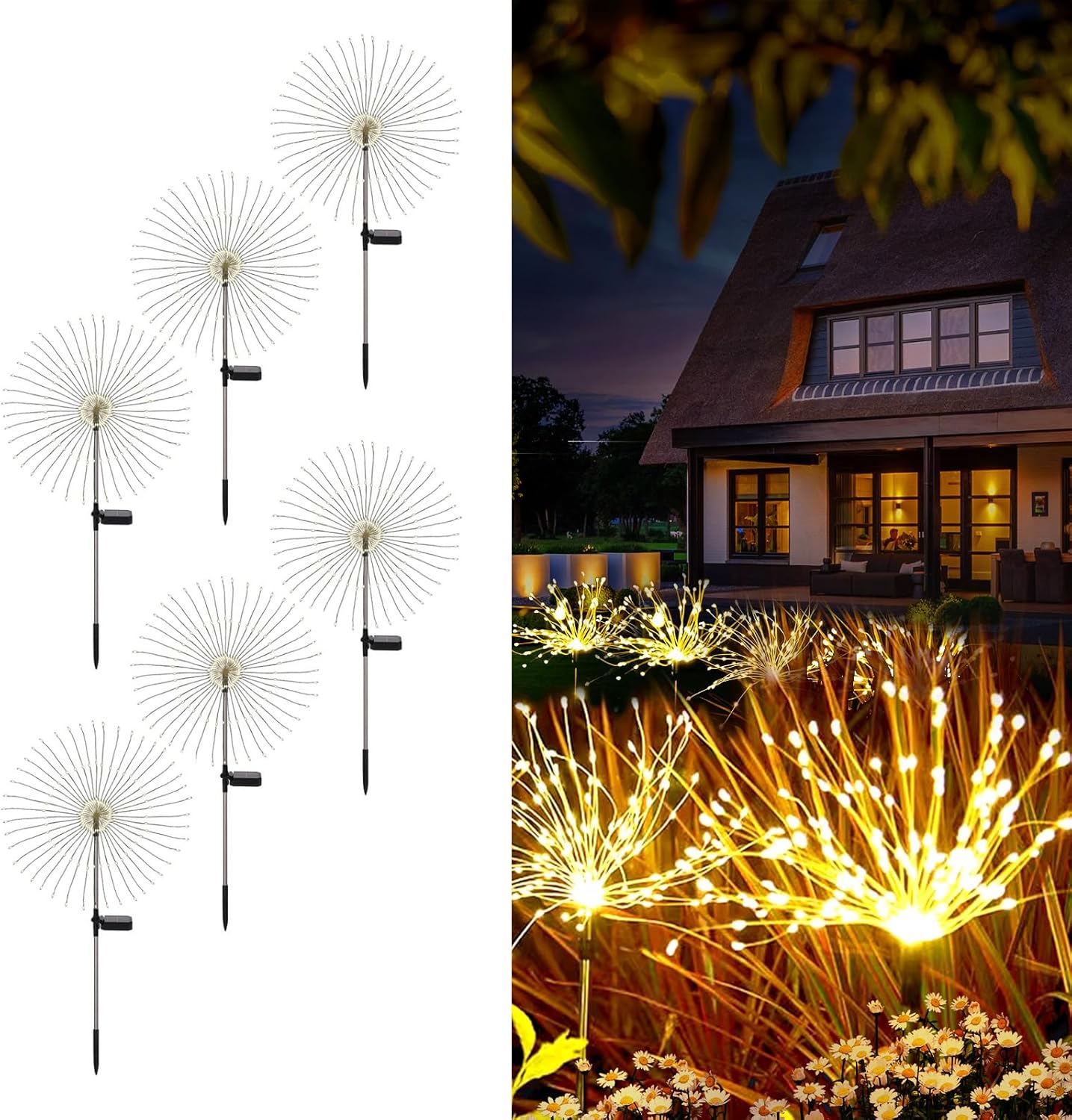 Solar Fireworks Lights for Outside - 150LED 8 Modes Garden Decor