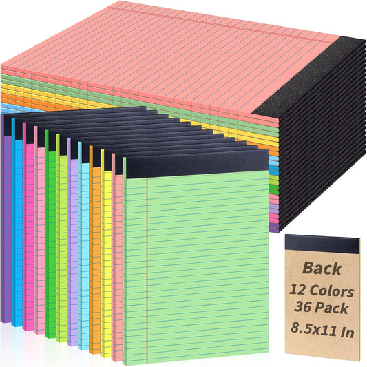 36 Pack Colored Legal Pads 8.5 x 11 for School & Office Use