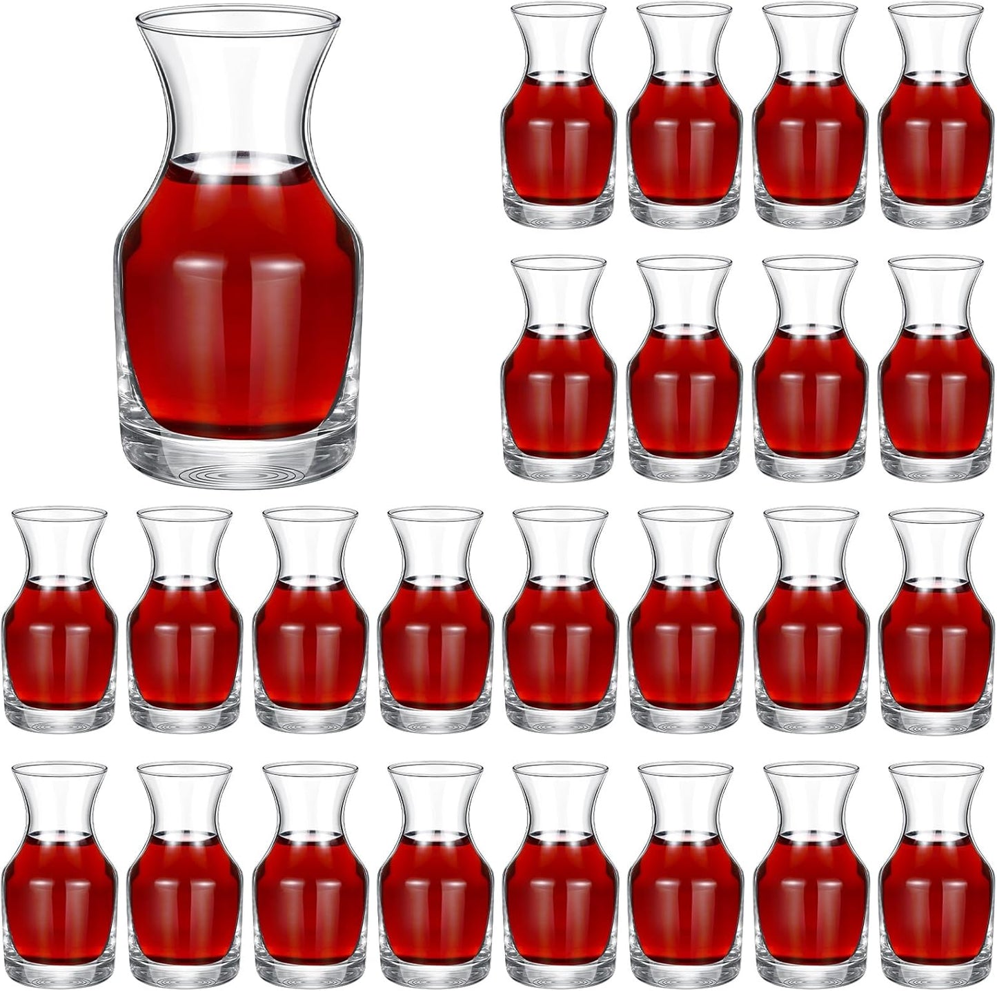 24 Pack Mini Wine Carafe Glass for Parties and Tastings